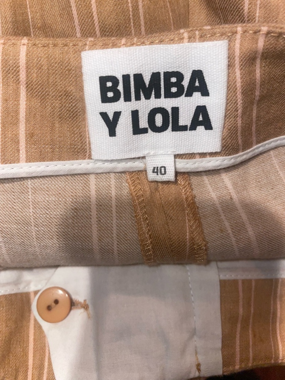 New! Bimba Y Lola Stripe Linen Baggy Trouser Pants 🧡 Medium or sz 40 - Picture 10 of 13